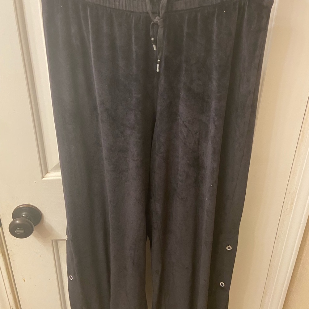 Victoria's Secret Black Velour Pants with snaps on the leg - size medium